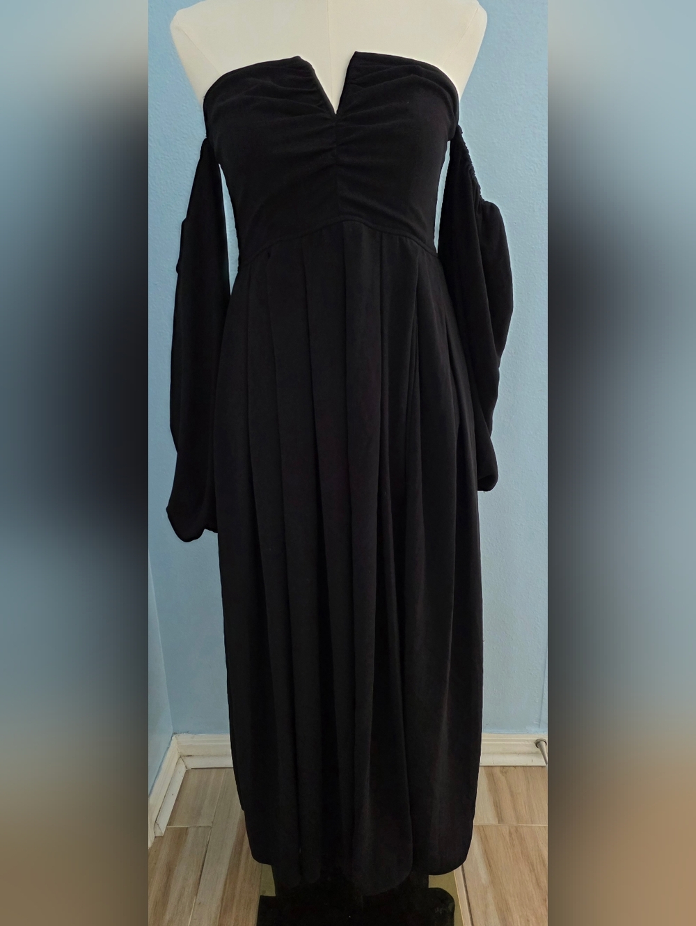 Emilia George Off-Shoulder Black Long Sleeve Maternity Dress - Picture 2 of 8